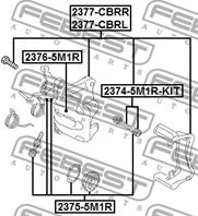 Втулка направляющая задн суппорта audi a3/a3 sportback (8p) 2003-2013 2374-5m1r-kit