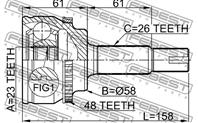 Р/к-т шруса наружн.23x58x26 Toyota Avensis 00-06