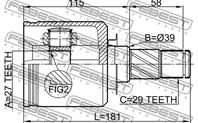 ШРУС NISSAN TEANA J32/MURANO Z51 08- внут.лев.