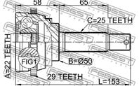 FEBEST 1210-001A29 ШРУС HYUNDAI ACCENT/ELANTRA 1.3-1.6 94-05 нар.(ABS)