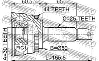 FEBEST 1210-014A44 ШРУС HYUNDAI MATRIX 1.5 01- +ABS наружн.