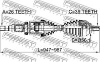 Привод в сборе правый 26x987x36