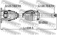 Привод в сборе правый 498.5X28