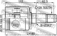 Шрус внутр левый mitsubishi pajero iv/montero v87w/v97w 2006- 0411-v97lh