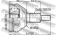 Шрус внешний 30x52x36 seat ibiza iv (6j5) 2008- 2310-pv