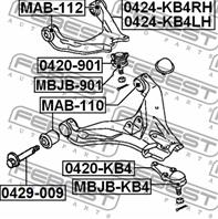 FEBEST 0420-901 Опора шаровая MITSUBISHI PAJERO 3 00- верхн.