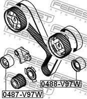 0487-V97W_натяжитель ремня! с роликом Honda Accor