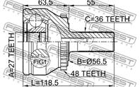 FEBEST 2710-XC90 ШРУС VOLVO XC90 03- нар. 27X56.5X36