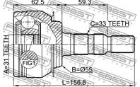 Р/к-т шруса наруж. 31X55X33 CHEVROLET CRUZE 09-