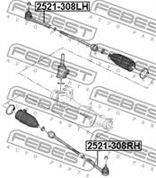 Нак.рул.тяги прав.PEUGEOT 308 3008/CITROEN BERLINGO 07=&gt