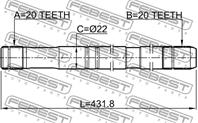 Полуось левая 20x431.5x20 () febest