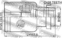 Шрус внутренний правый 20x43x28