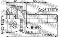 FEBEST 1210-002A44 ШРУС HYUNDAI MATRIX 1.8 01- +ABS