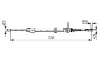 Трос ручного тормоза MB W204/C207 728мм