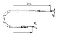 Трос ручного тормоза PEUGEOT 207/208/2008 1910мм