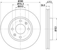 HELLA PAGID 8DD 355 111-771 Диск тормозной HYUNDAI ELANTRA 2.0 01-/SONATA/KIA MAGENTIS 01- передний