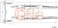 Трос стояночного тормоза задн OPEL OMEGA all ch.J1030902- 88-90