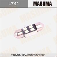 Лампа светодиодная masuma l741 12v/10w led t10x31 smd 1-2w (салон) [уп.2]