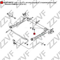 Втулка заднего стабилизатора d22 nissan primera p12 (01-07)