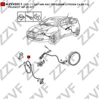 Датчик абс передний citroen c4 (05-11)  peugeot 307 (01-07)