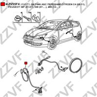 ДАТЧИК АБС ПЕРЕДНИЙ CITROEN C4 (05-11)  PEUGEOT 307 (01-07)  308 (07-…)  408 (12-…)