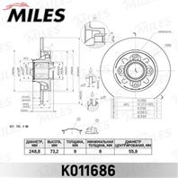 Диск тормозной CITROEN C4 04-/PEUGEOT 308 07- задний с подшипником K011686