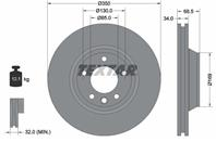 Диск торм. лев.VW TOUAREG 2.5-6.0 2002=&gt (350x34) (PRO)