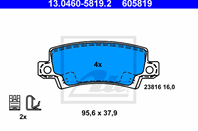 Колодки дисковые з. Toyota Corolla 1.4i/1.6/2.0D 01&gt Диск15