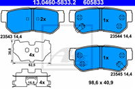 13.0460-5833.2 746 12223415 !колодки дисковые з. Hyundai Santa Fe 2.4i/2.7 V6/2.0CRDi 01&gt