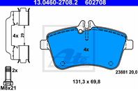 13.0460-2708.2_=1130 00 !колодки дисковые п. MB W169 2.0CDi OM640.941 04&gt