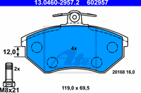 13.0460-2957.2_=134 50=FDB774 !колодки дисковые п. Audi 80/90 79-92  VW Golf II