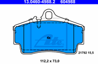 13.0460-4988.2_=654 00 !колодки дисковые з. Porsche Boxster 986 2.5-3.2 96&gt/911