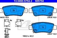 13.0460-5754.2_=1290 02 !колодки дисковые з. Honda CR-V 2.0/2.4/2.2D 06&gt