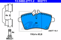 Колодки mer w169/w245 a/b-class 04- 117x64x19 пер