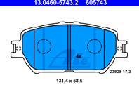 13.0460-5743.2_=D2222-01=884 00=Y02-2817 !колодки дисковые п. Toyota Camry 2.4W