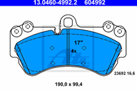 13.0460-4992.2_=994 00 [7L0698151D] !колодки дисковые п. VW Touareg 03-05