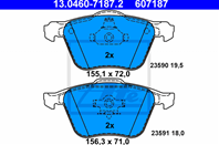 13.0460-7187.2_=1070 00 !колодки дисковые п. Volvo XC90 2.4 D5 02&gt