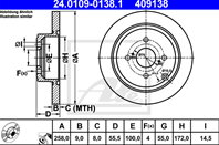 24.0109-0138.1_диск тормозной задний! toyota corolla 1.4/1.6 01&gt