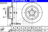 24.0111-0154.1_диск тормозной задний! Ford Turneo/Transit Connect 1.8 16V/1.8Di