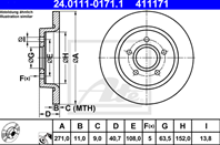 Диск торм frd focus iii 1.0-2.0/1.6tdci 11- зад не