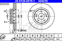 24.0124-0215.1_диск тормозной передний! Mitsubishi Outlander 2.0/2.0T/2.4 4WD 03&gt