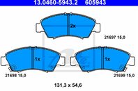 13.0460-5943.2_=419 02=Y05-304WK !колодки дисковые п. Honda Civic 1.3i-1.6i 16