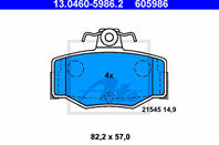 13.0460-5986.2 343 00571421B !колодки дисковые з. Nissan Primera P10/P11 1.6-2.0/2.0TD 90&gt