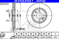 Диск торм cit xantia/xsara/306 94- пер вент 283x22