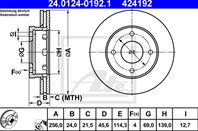 24.0124-0192.1_диск тормозной передний! mitsubishi colt 1.1-1.5d 04&gt