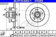 24.0110-0203.1_диск тормозной задний! VW Golf/Vento/Passat 2.0/2.8/1.9TDi 91&gt