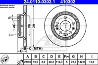 ДИСК ТОРМ MAZ 323/626/6/PREMACY/MX-5 98- ЗАД НЕ ВЕНТ 280X10