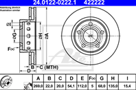 24.0122-0222.1_диск тормозной задний! Audi A6 4WD 4.2i  VW Passat 1.8-4.0i/1.9/