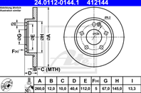 24.0112-0144.1_диск тормозной передний! MB W168 1.4i/1.6CDi 97&gt