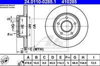 24.0110-0285.1 диск тормозной задний! nissan primera p12e/almera tino v10m 1.6-2.0/2.2di 00&gt